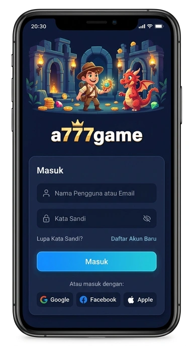 Tampilan halaman login a777game