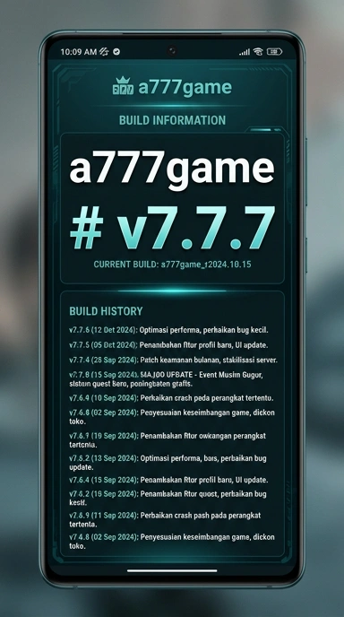 Tampilan riwayat versi a777game