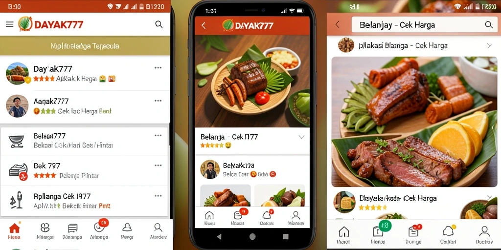 Antarmuka aplikasi DAYAK777 yang memudahkan pengecekan harga.